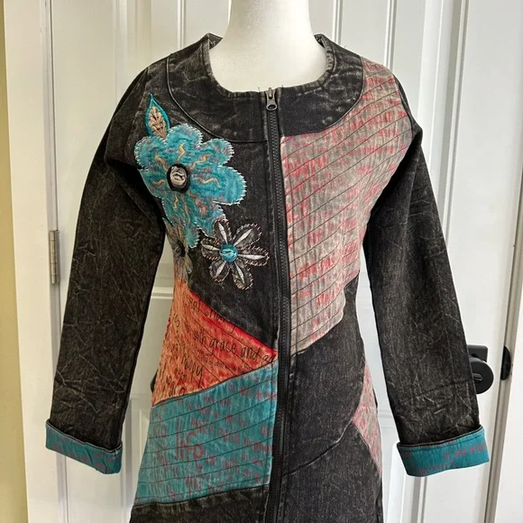 Colorful Embroidered Jean Jacket - Picture 13 of 16